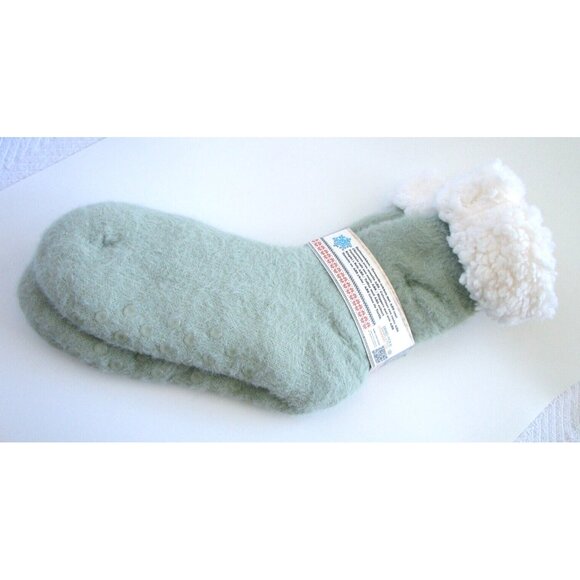 Comfort Socks with Non Slip ABS Soles - Ladies OS - Light Green Very Soft - NWT - Picture 1 of 10